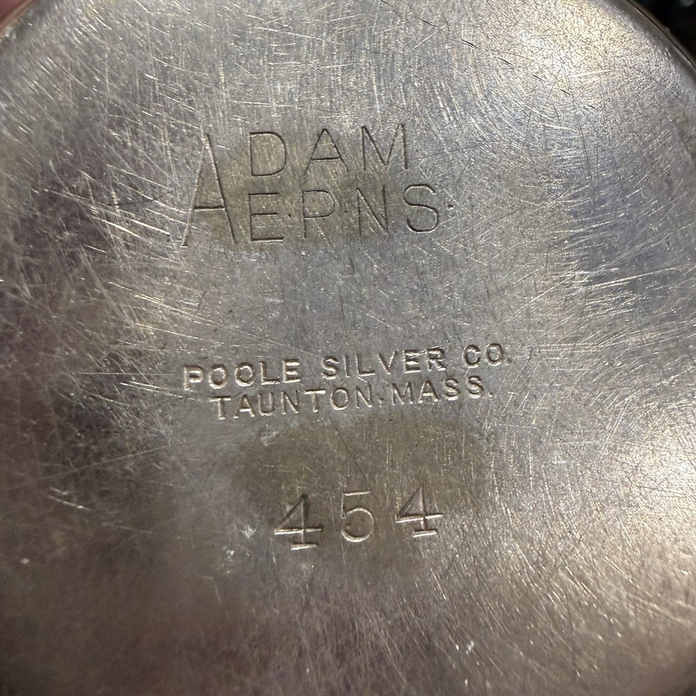 Antique Poole Silver Co EPNS Cream & Sugar set Adam Silverplated Monogrammed “T”