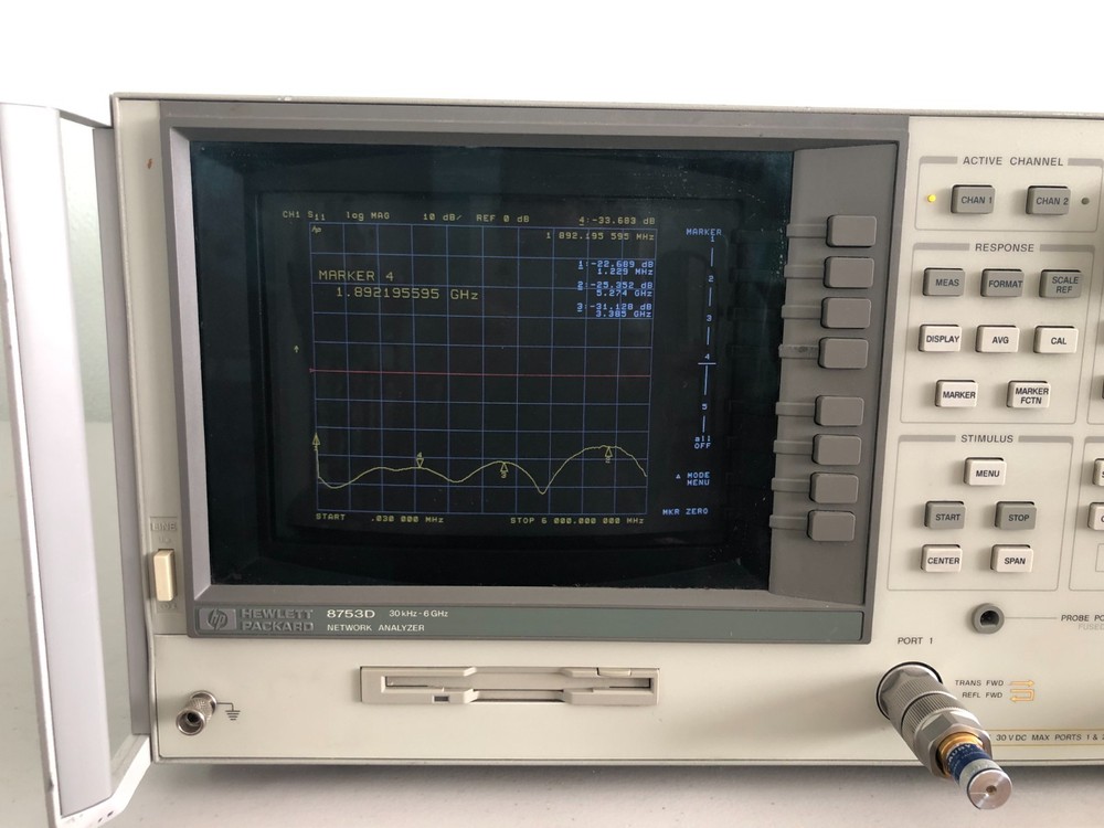 HP/Agilent 8753D 30kHz-6GHz Network Analyzer S-Parameter Test Set Opt:006/010+