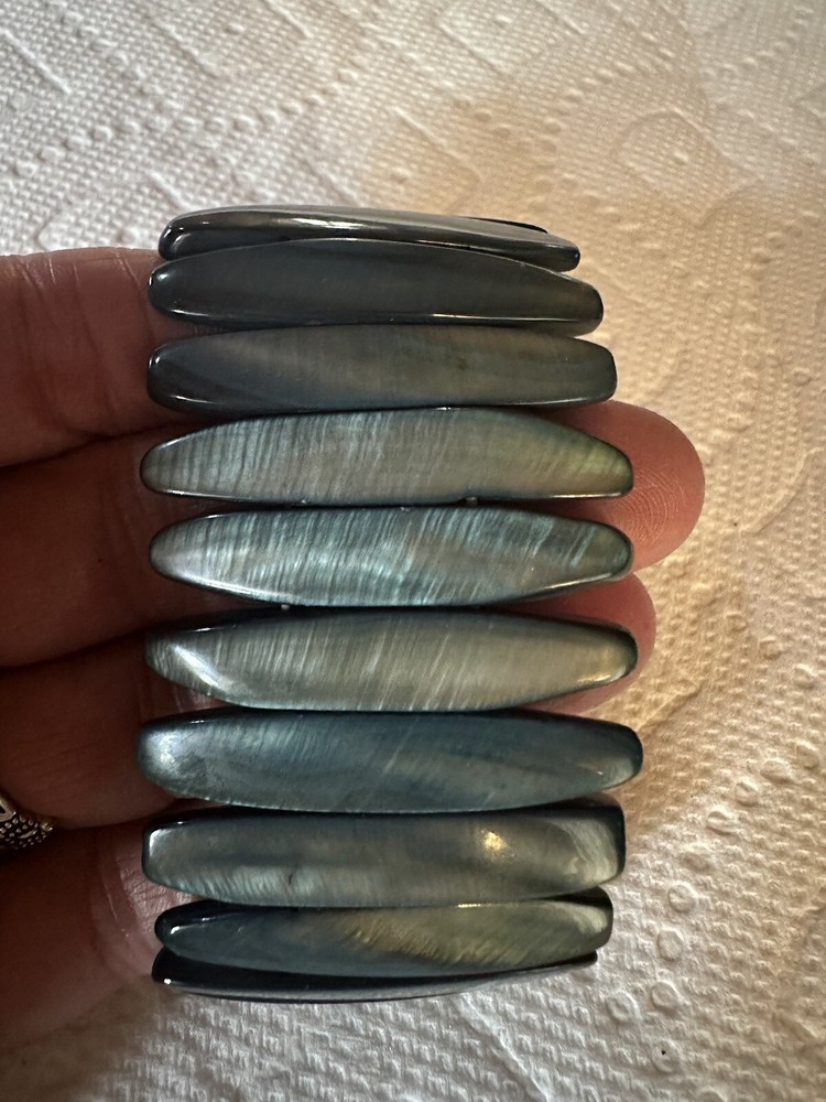 Vintage Blue Abalone Shell Stretch Bracelet