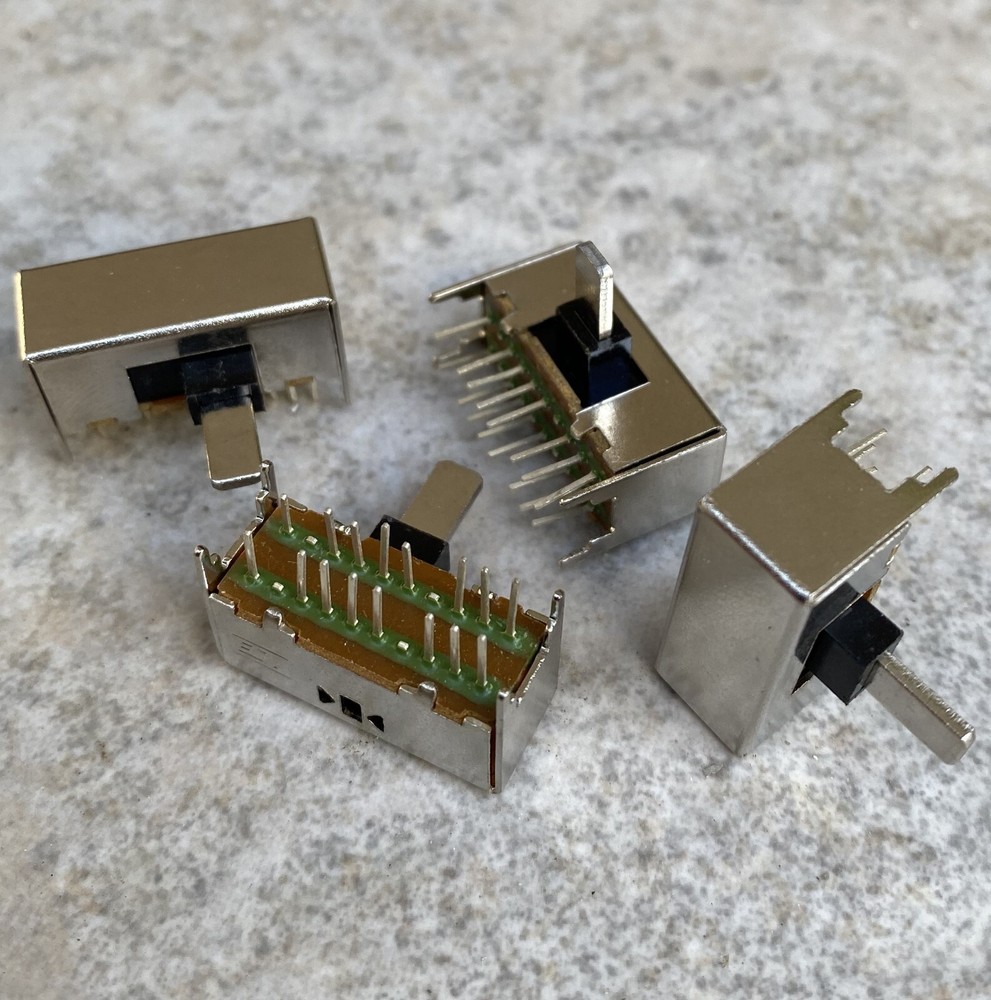 Slide Switch SK43D01 - 4P3T for Audio Projects, Four Poles-Three Throws x 2pcs