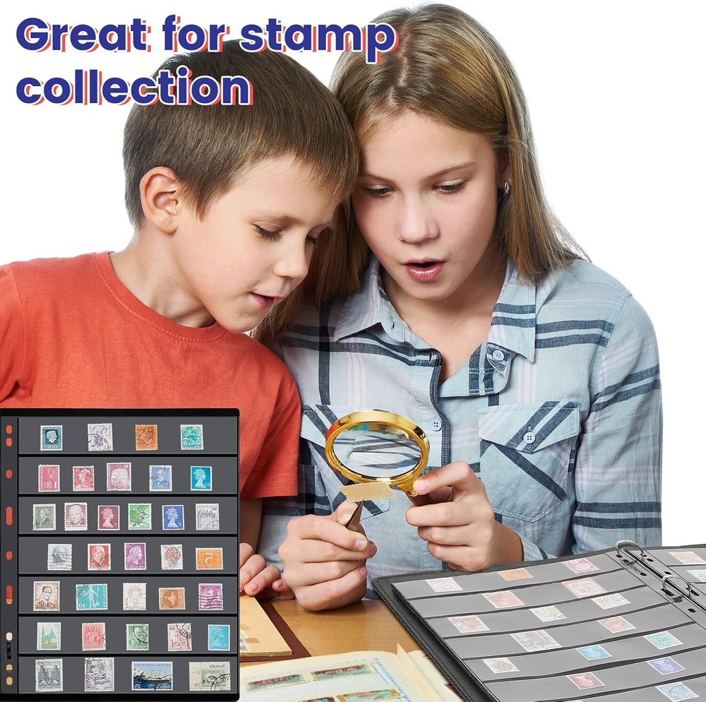 Stamp Pages for Stamp Album Binder Pages for 10 Sheet, 7 Rows Stamp Collectors