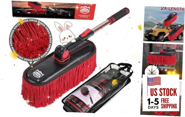 Car Duster Exterior Scratch Free with Extendable Handle,Wax Cuttingredduster2