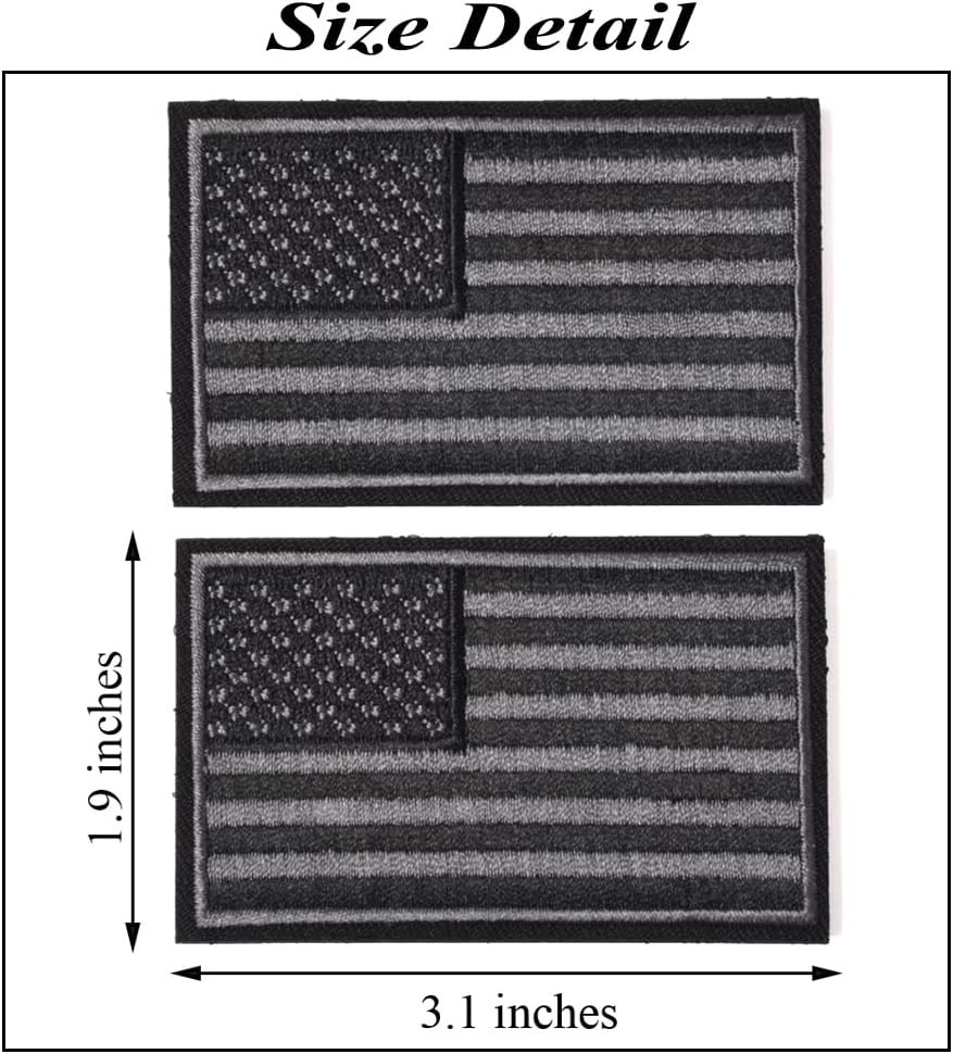 2PCS American Flag Patches, Hook & Loop Tactical Morale Patch Full Embroidery...