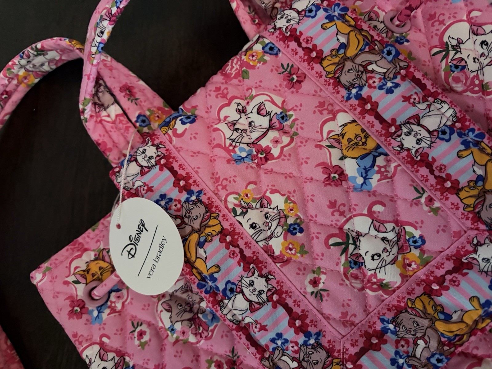 Vera Bradley Disney Aristocats Original Drawstring Backpack Pink Bag NWT SoldOut