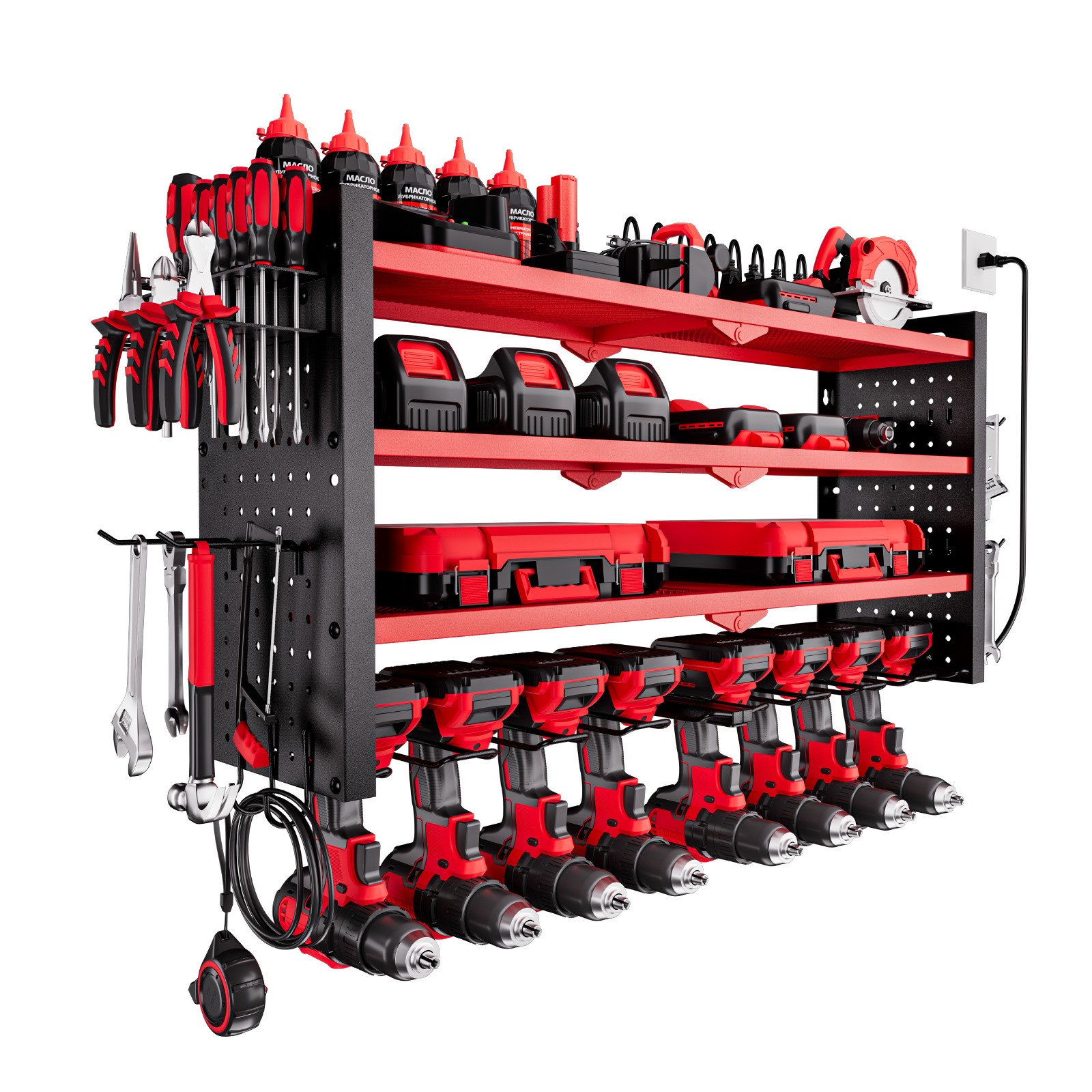 VEVOR Power Tool Organizer with Charging Station 4-Layer Drill Storage Rack