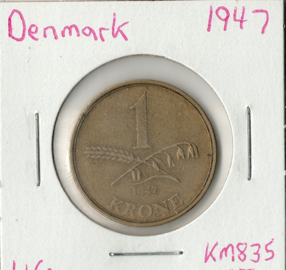 Coin Denmark 1 Krone 1947 KM835