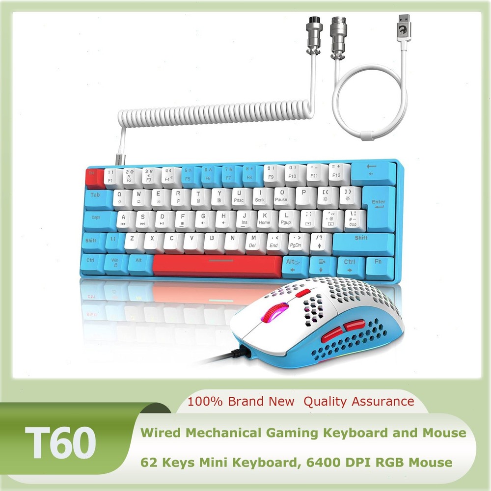 Wired Mechanical Gaming Keyboard and Mouse Set with USB-C Cable RGB for Mac/Win