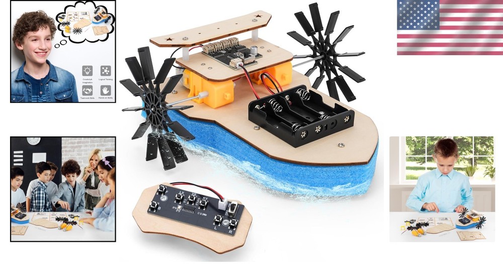 Remote Control Paddle Boat Kit, STEM Science Toy for Kids