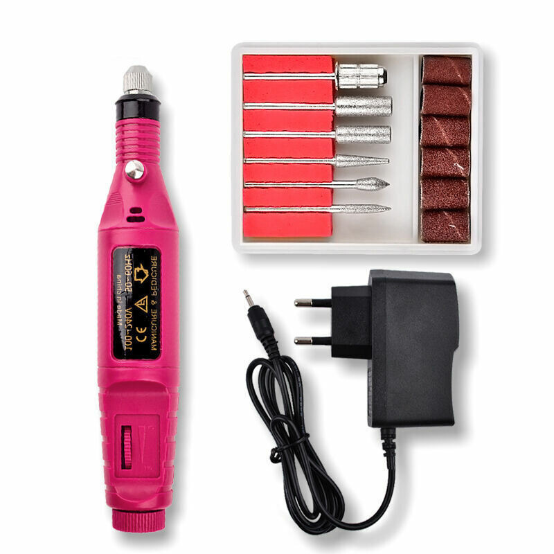 Electric Nail Drill File Acrylic Art File Manicure Pedicure Portable Machine Kit