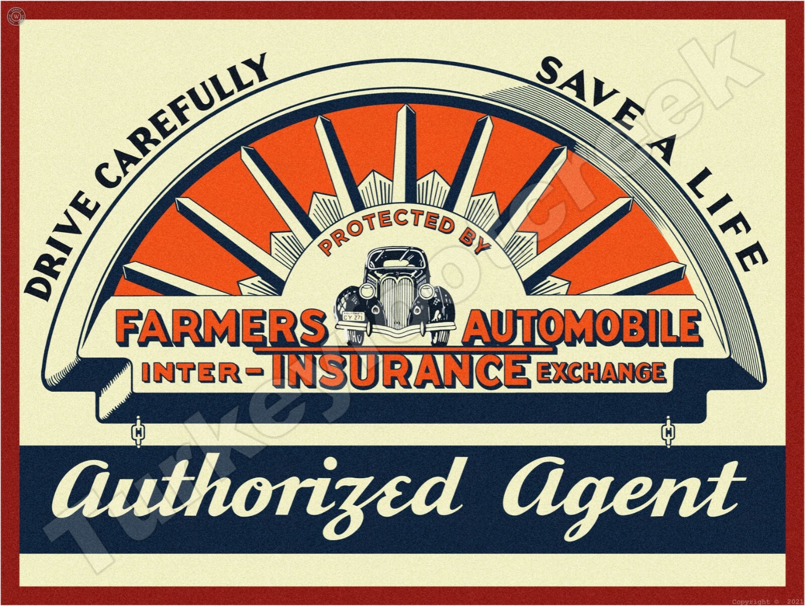 Farmers Insurance Authorized Agent 9" x 12" Metal Sign