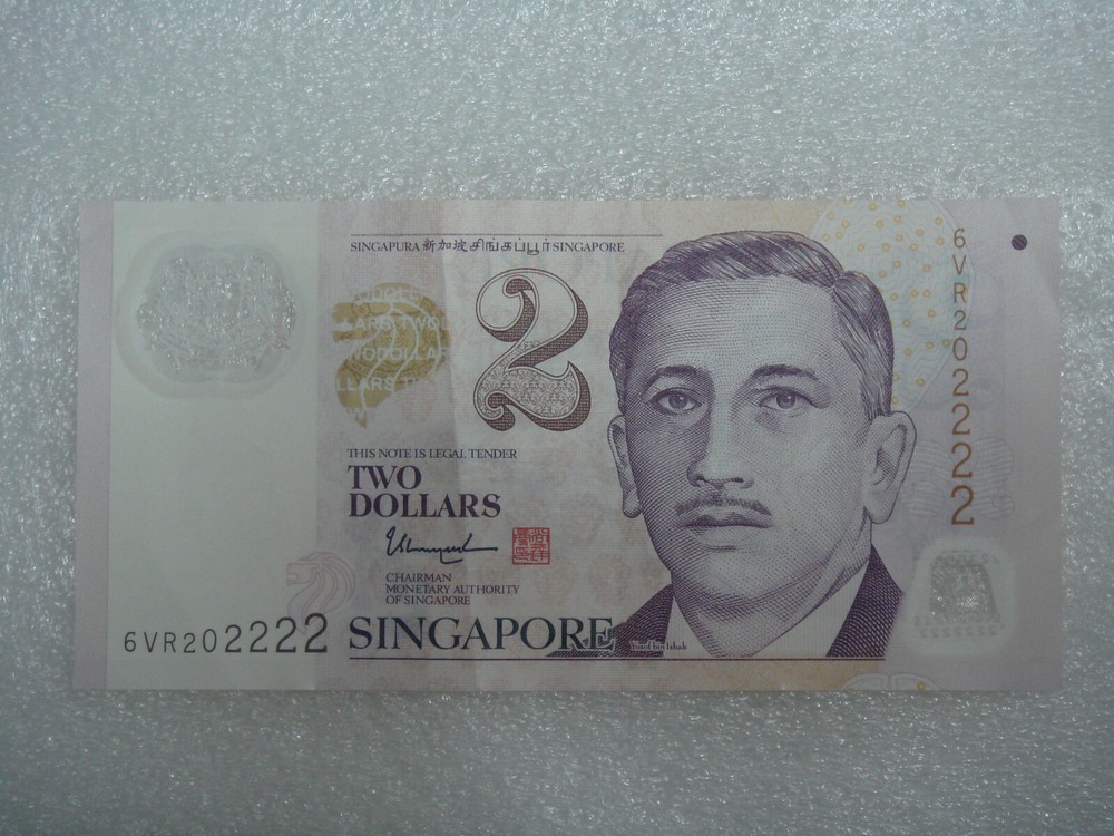 singapore $2 notes nice number