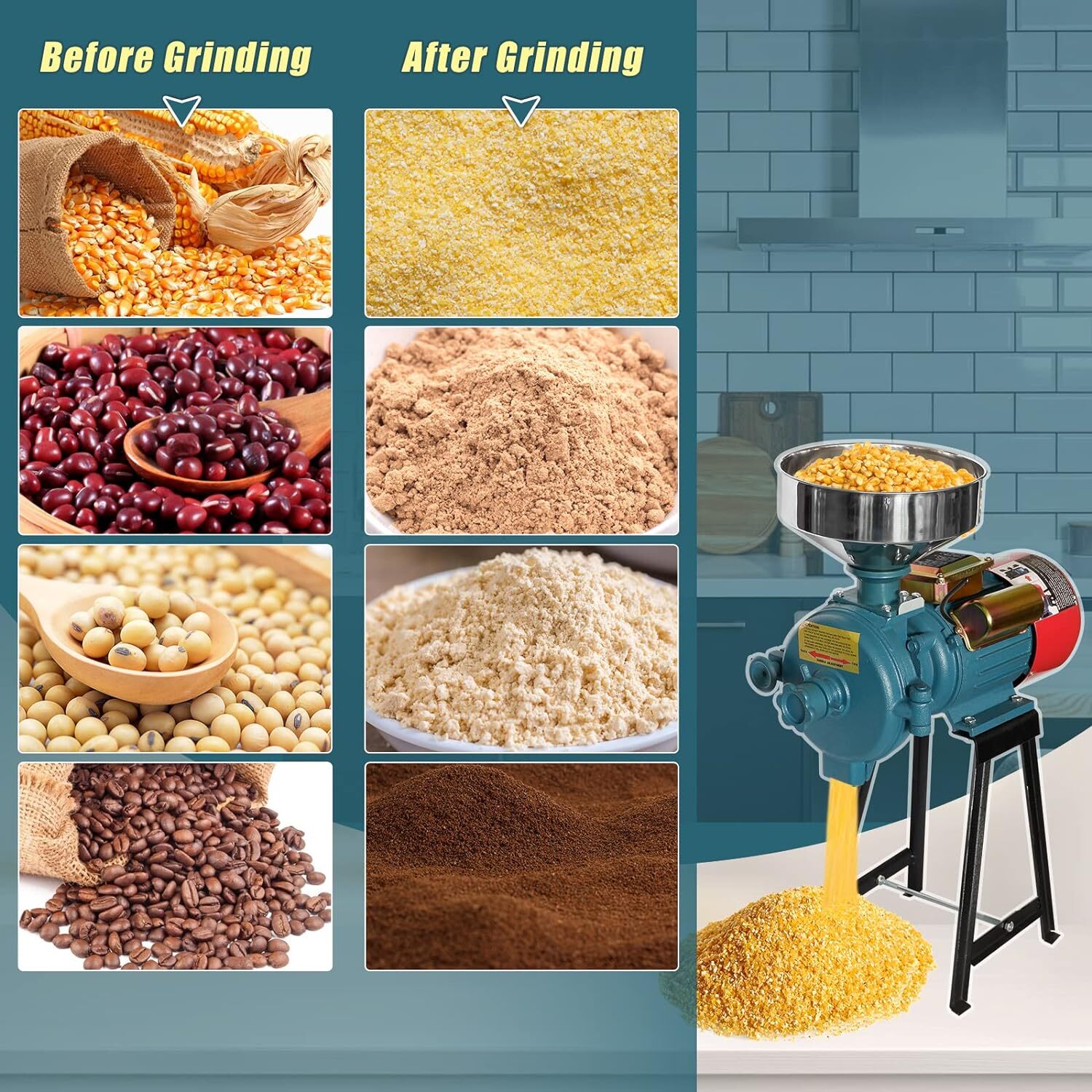 NAIZEA 3000W Electric Grain Mill Cereals Corn Grain Coffee Wheat Feed Machine