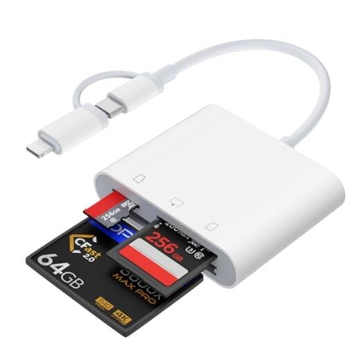 Lightning and USB C SD Card Reader for iPhone iPad Mac Android Phone Laptop, 3