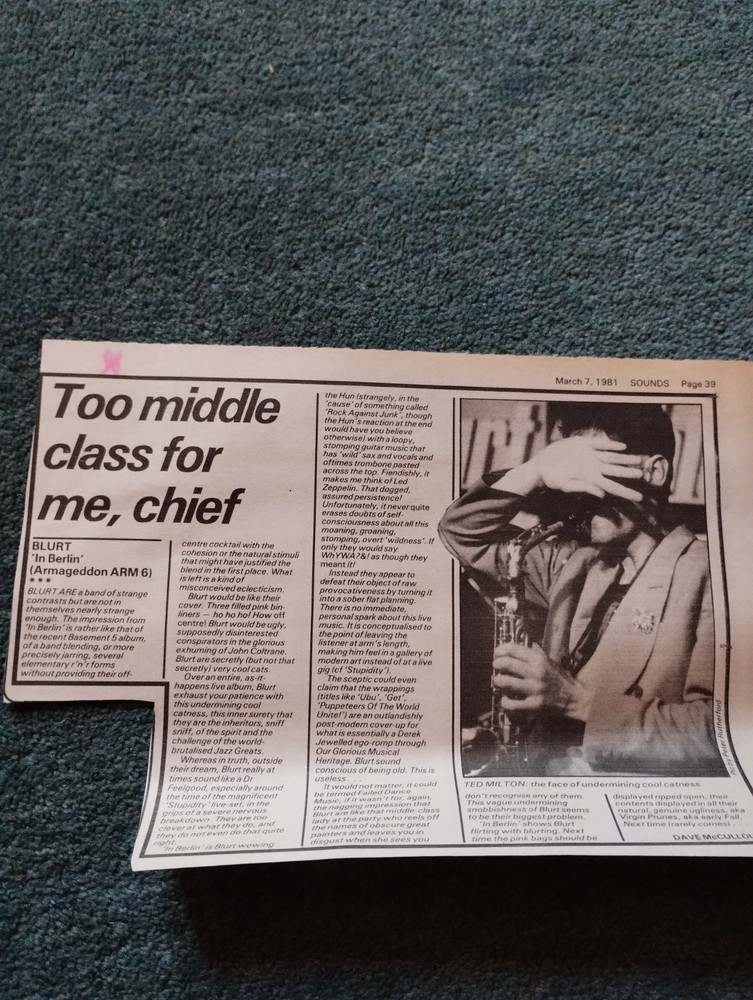 Sk237 Ephemera 1981 Music Article Blurt In Berlin