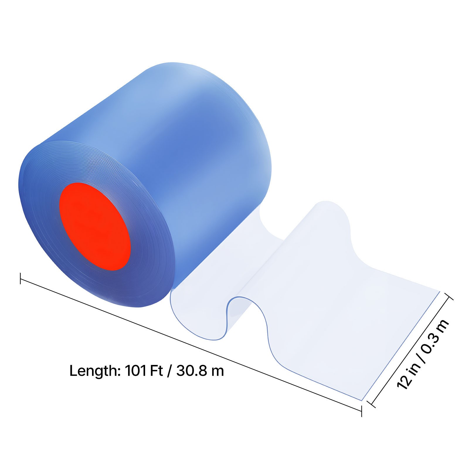 Uimoso PVC Strip Curtain Roll 101 ft x 12 in for Doorway Applications