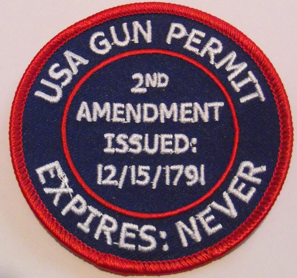 2ND AMENDMENT PATCH - NEVER EXPIRES - GUN RIGHTS - RED WHITE BLUE VEST PATCH
