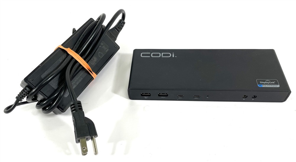 Codi A01200 USB-C Dual 4K Universal DisplayLink Docking Station w AC Adapter
