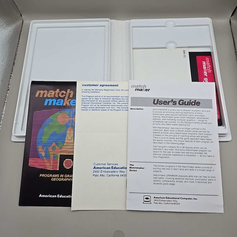 Vintage Commodore 64 Match Maker Grammar Skills Home Version Educational Game