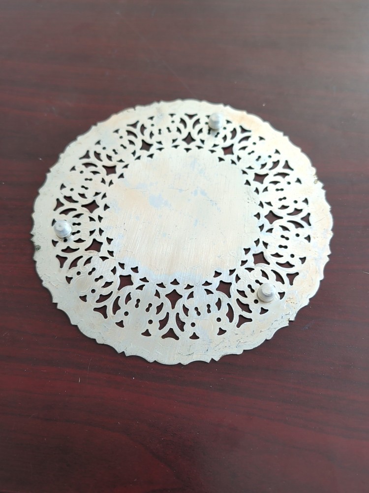 Vintage William Adams Italy Trivet 7.5" Silver Plate Diameter 'S' Monogrammed