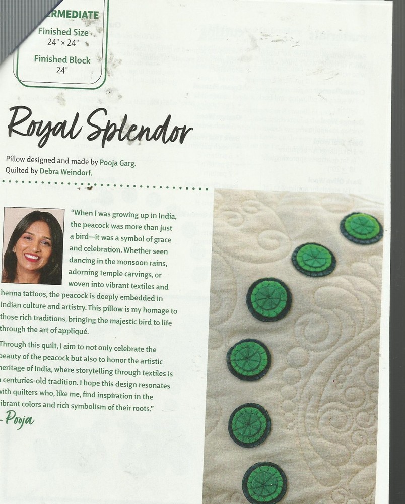 B0339 ROYAL SPLENDOR PILLOW QUILT PATTERN/INSTRUCTIONS