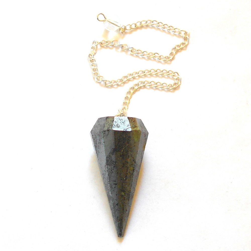 Hematite Faceted Gemstone Pendulum for Divination and Dowsing