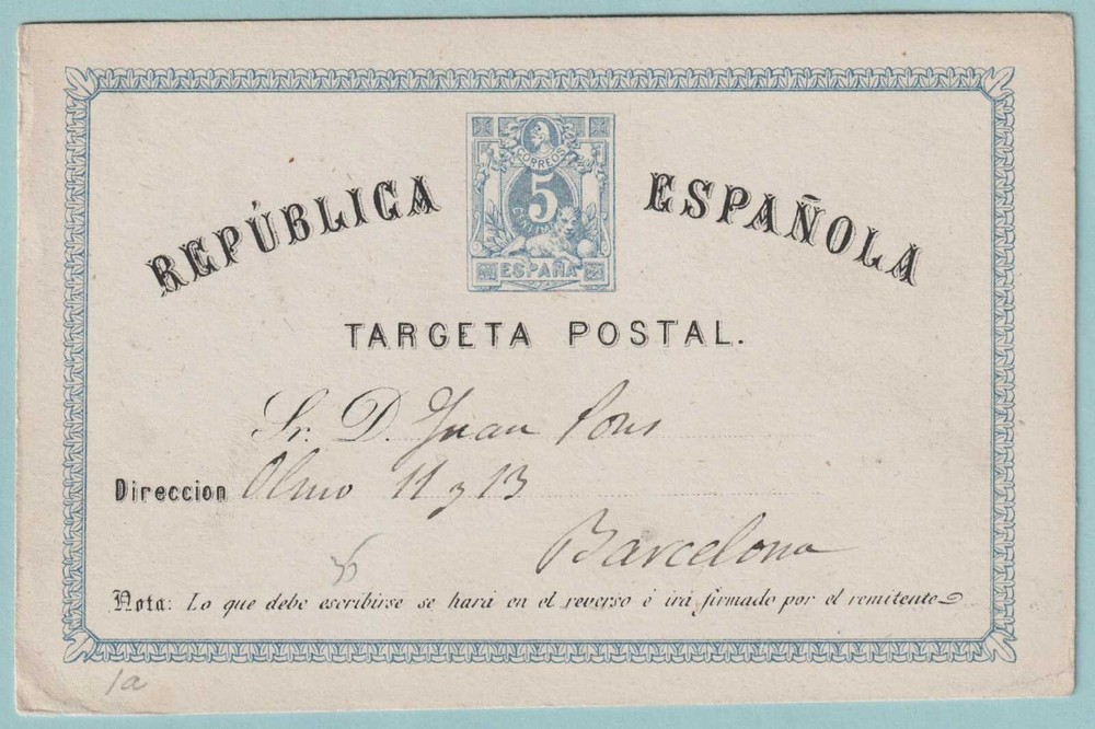 SPAIN - POSTAL CARD MAILED IN 1875 - CV614