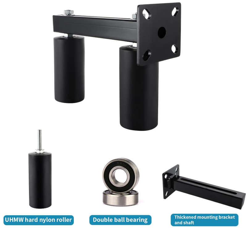 6" UHMW Slide Gate Guide Roller, Adjustable Gate Support Assembly