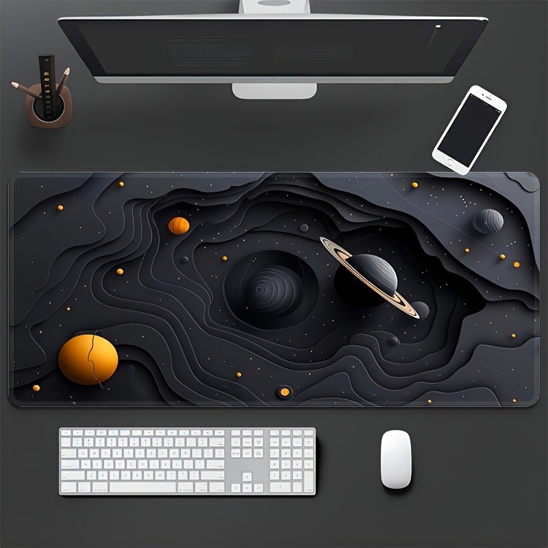 Textured Style Desk Mat Planetary Orbit Mouse Pad for Space Fans & Workspaces