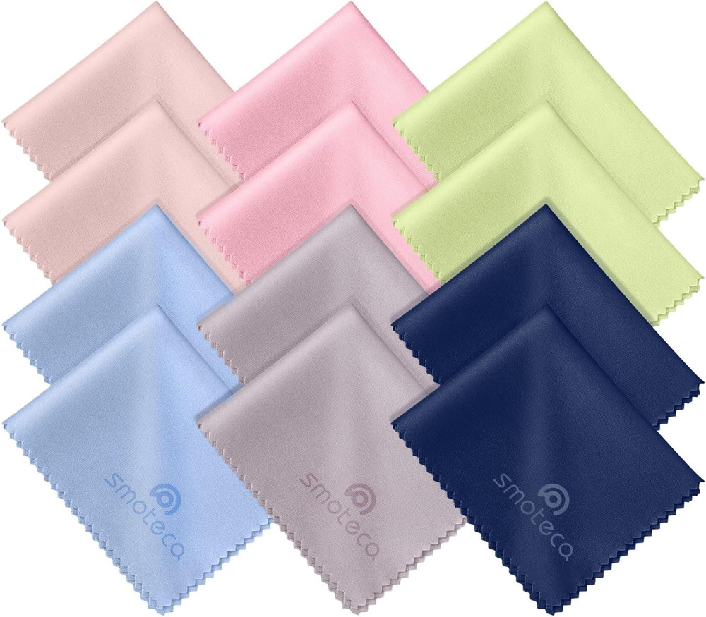 12 Pack Assorted Colors Microfiber Cleaning Cloths - Safe and Effective Cleans L