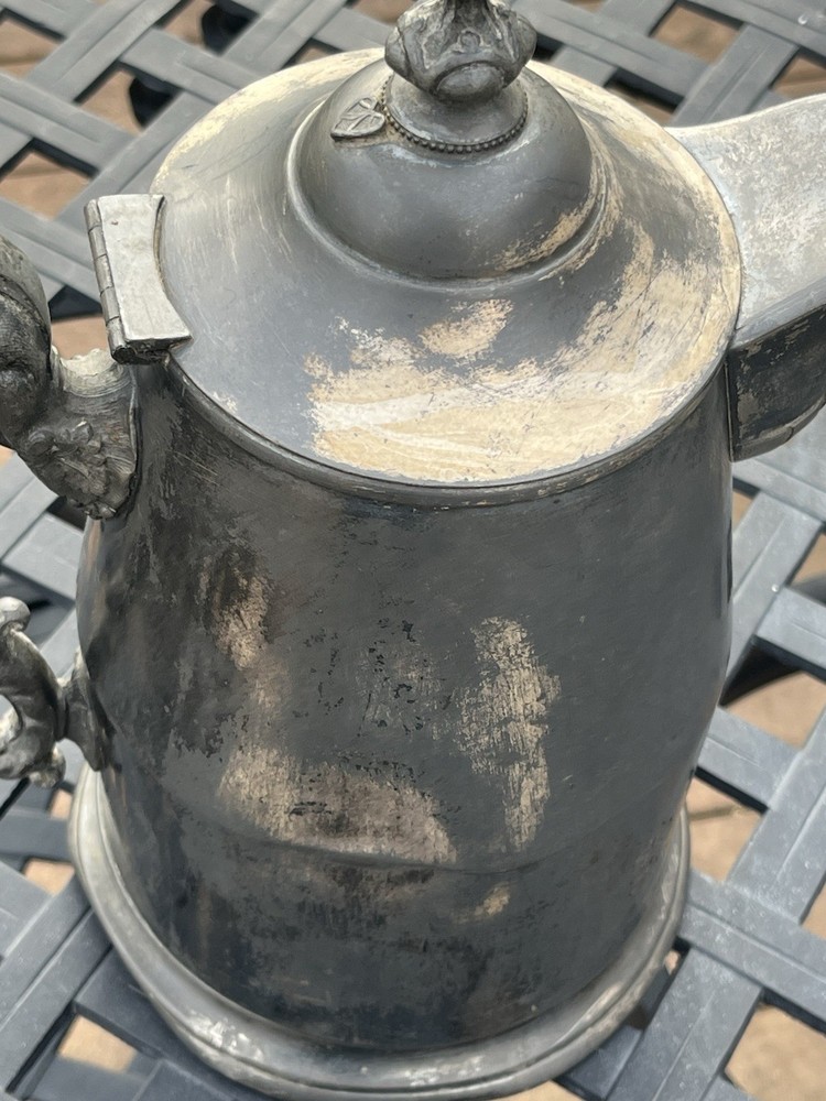 Silver Plate Enamel Lined Victorian Water Pot Pitcher 1868 Grape Vine