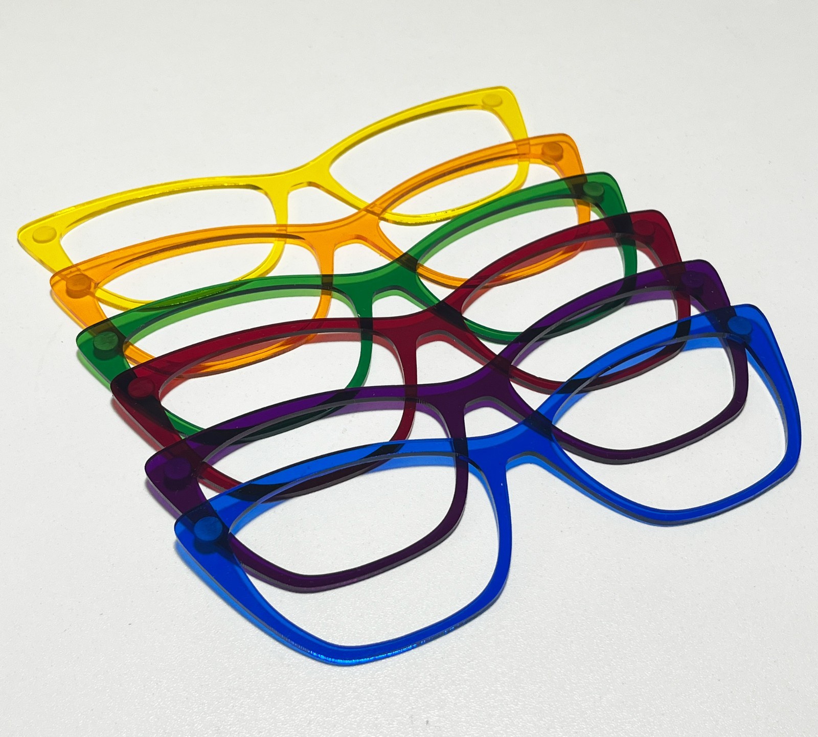 PAIR EYEWEAR COMPATIBLE BLANKS - Transparant Color Acrylic Lasered Frame Toppers