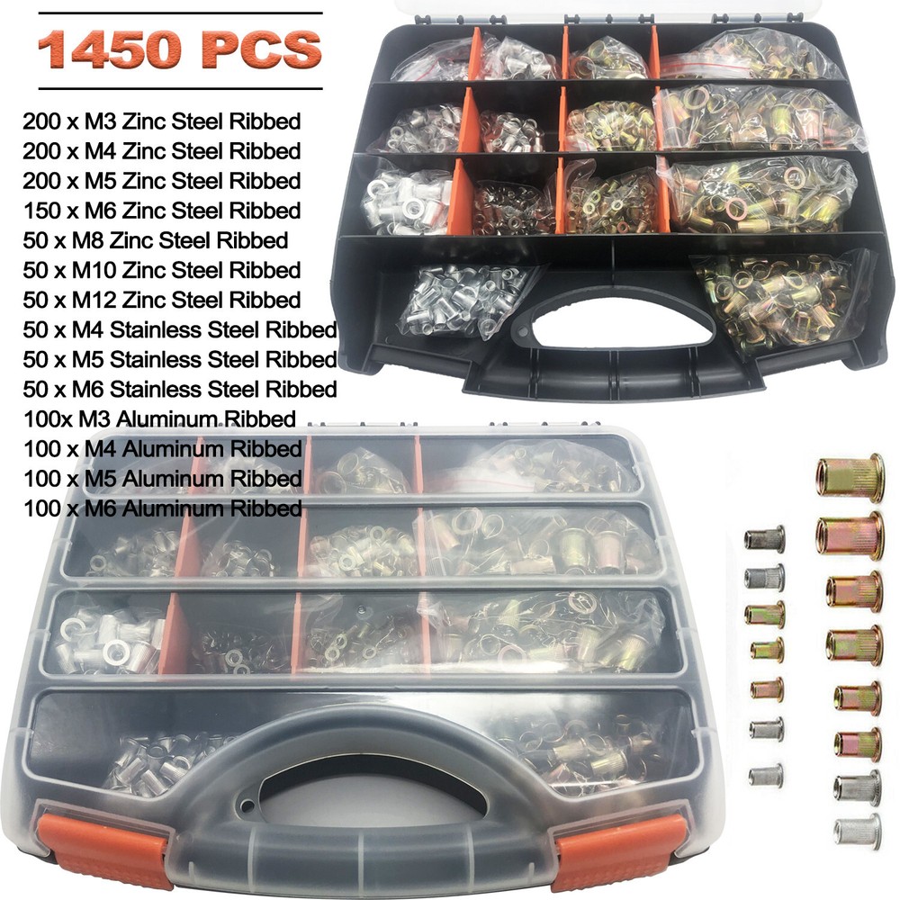1510pc Rivet Nut Gun Kit Rivnut Setting Tools Nut Setter Tool Hand Blind Riveter