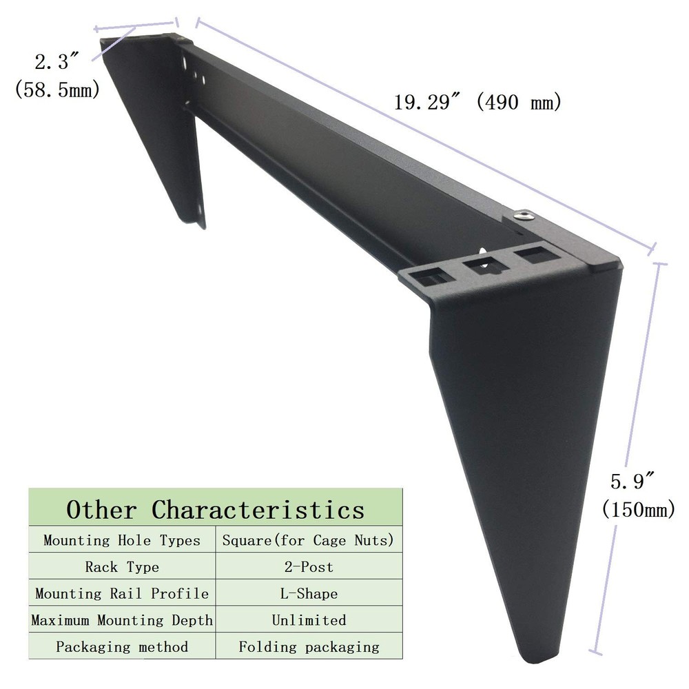 1U 19" Vertical Wall Mount Rack- Heavy Duty Wall Mount Patch Panel Bracket fo...