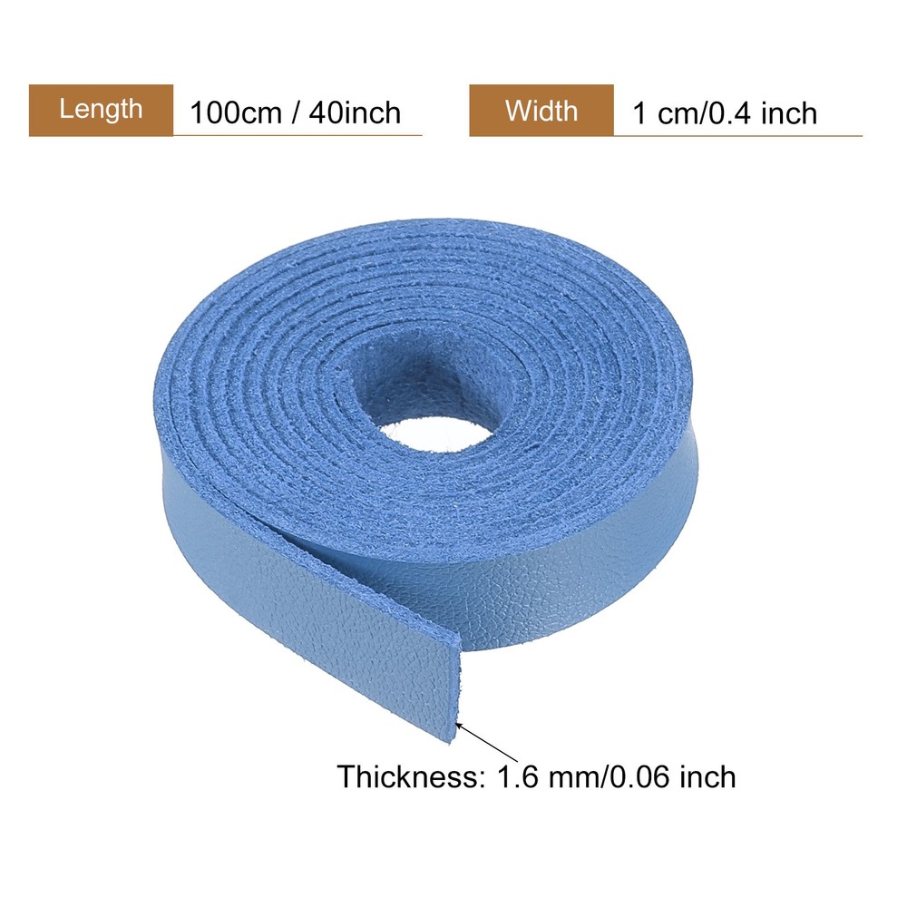 Faux Leather Straps Strip Leather String 1cm/0.4" Width, Lake Blue,2pcs