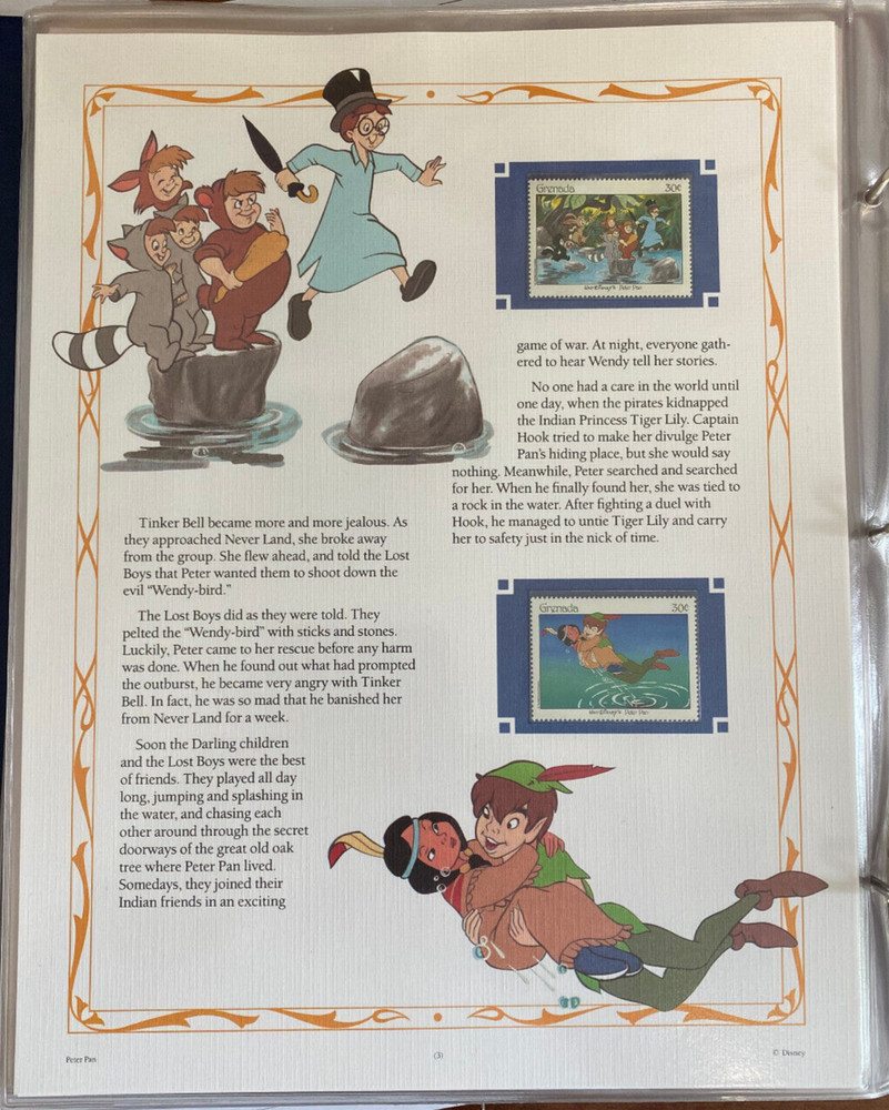 PETER PAN DISNEY 6 PANELS GRENADA 10 STAMPS
