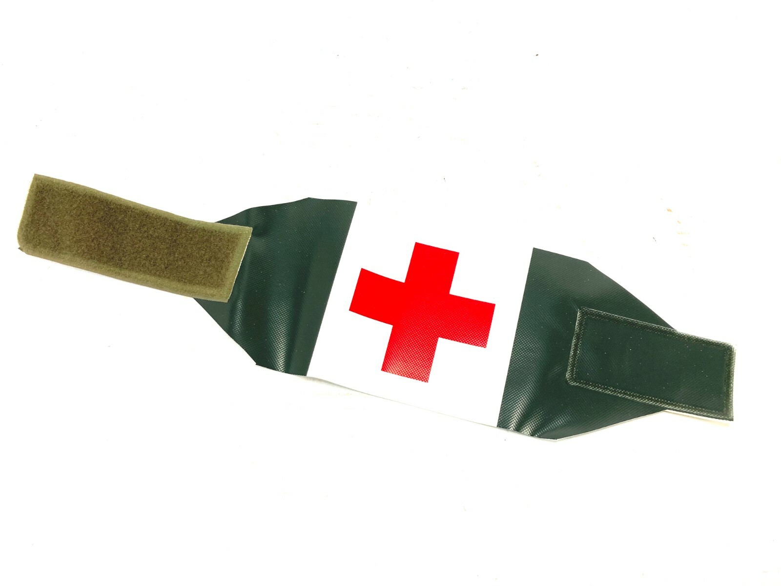 Swedish Medical Brassard Armband, Medic Band Reversable Green/White Vinyl