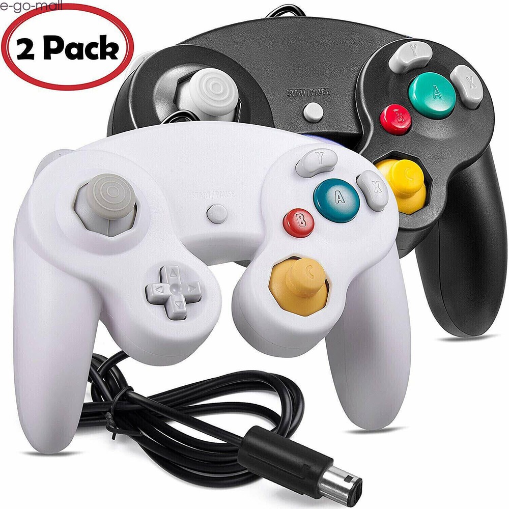 2 Pack Wired Rumble Controller Gamepad for Nintendo GameCube Console Dual Shock