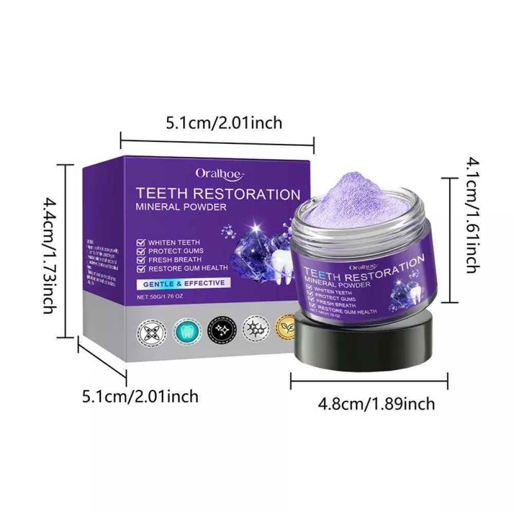 2X Purple Restoration Mineral Tooth Powder for Teeth Whitening Gum Strengthening