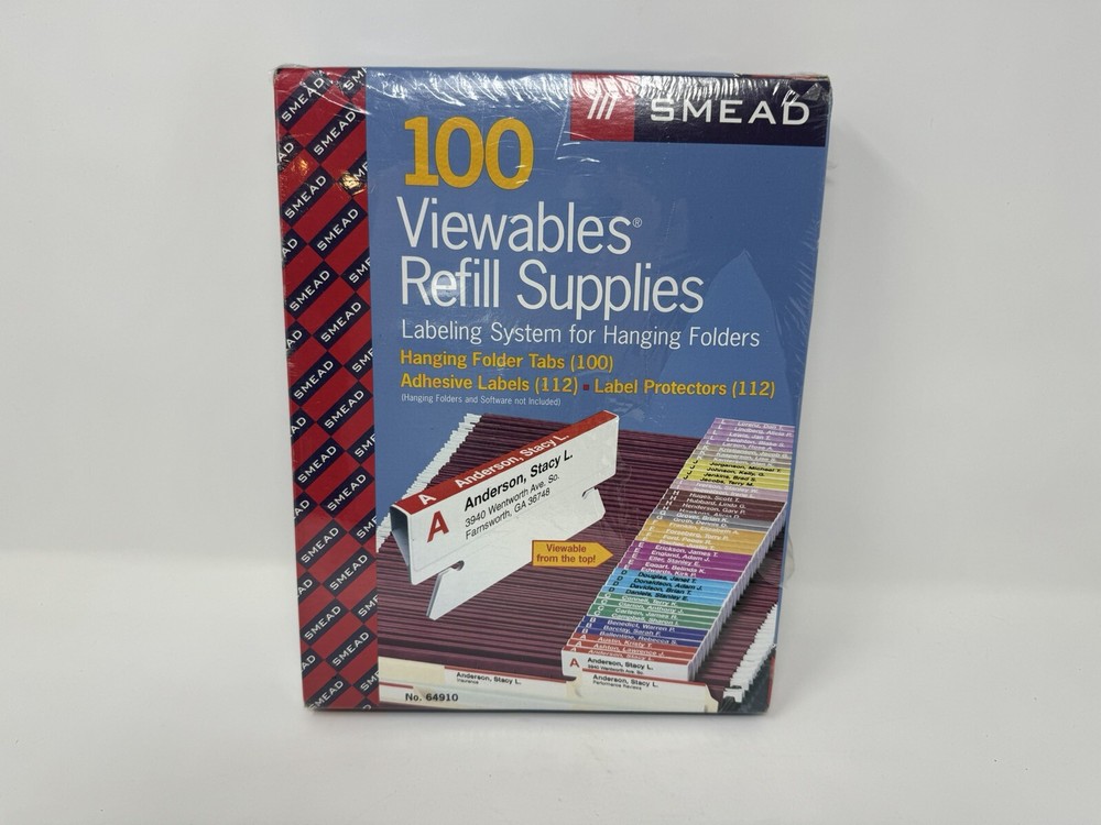 Smead Viewables Hanging Folder Tabs and Labels Refill 3 1/2 Inch Assorted
