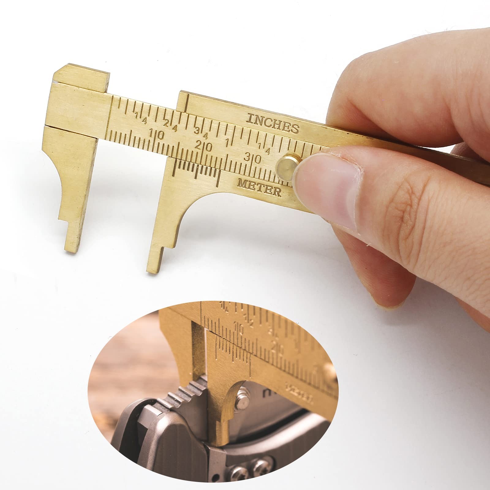 Brass Pocket Vernier Caliper Ruler, Sliding Gauge Mini Vernier Caliper Double...
