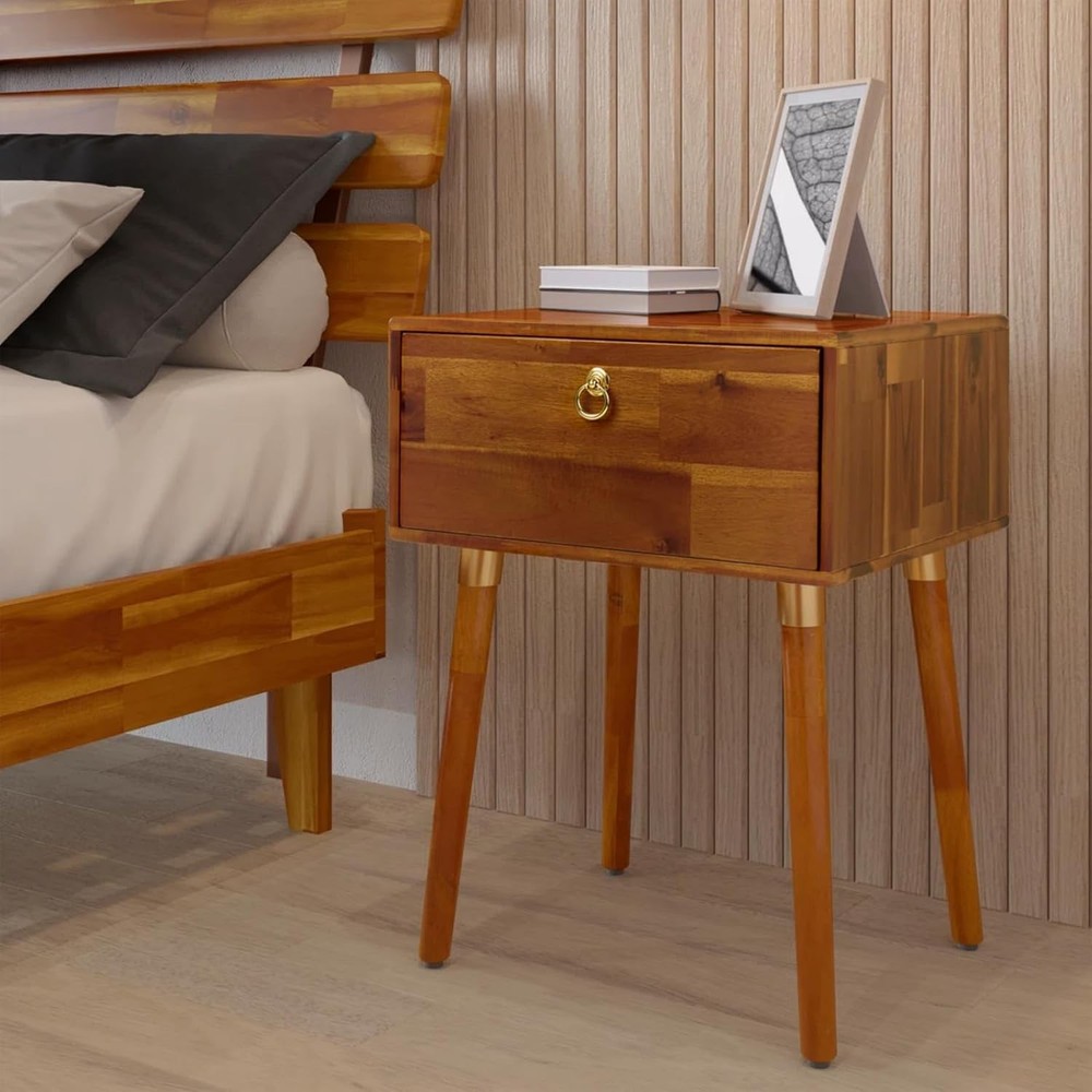 Caden Solid Wood Nightstand/Side Table/End Table Fully Assembled W/ 1-Drawer Mid