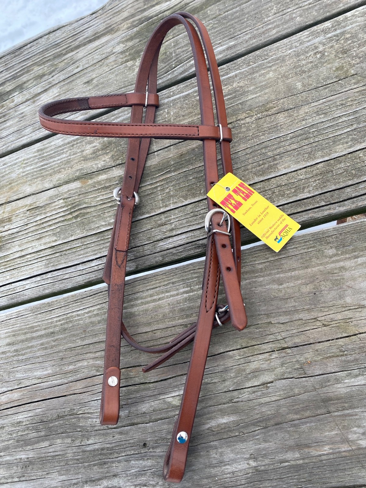TexTan brown leather Western browband headstall US made