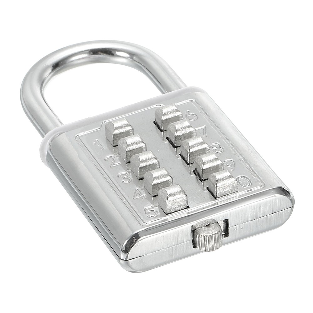 10 Digit Button Combination Padlock 5 Position Locking Mechanism Lock Silver