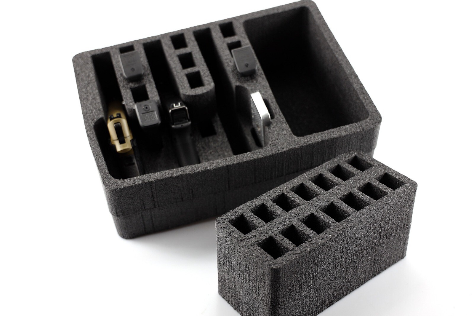 Precut 3 pistol handgun gun foam with removable mag tray fits Pelican 1450 case