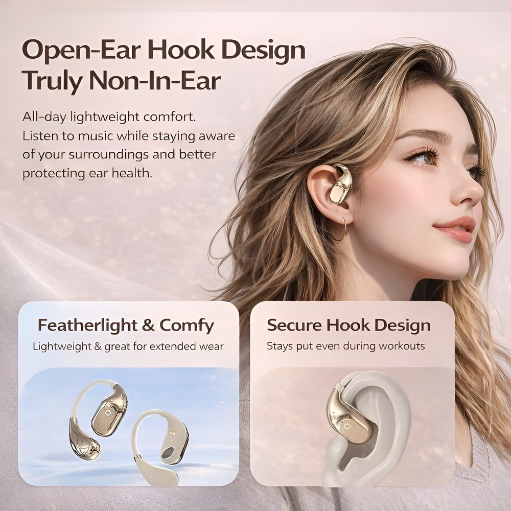Open Ear Bluetooth Wireless Earbuds Ear Hook Noise Reduction Headphones