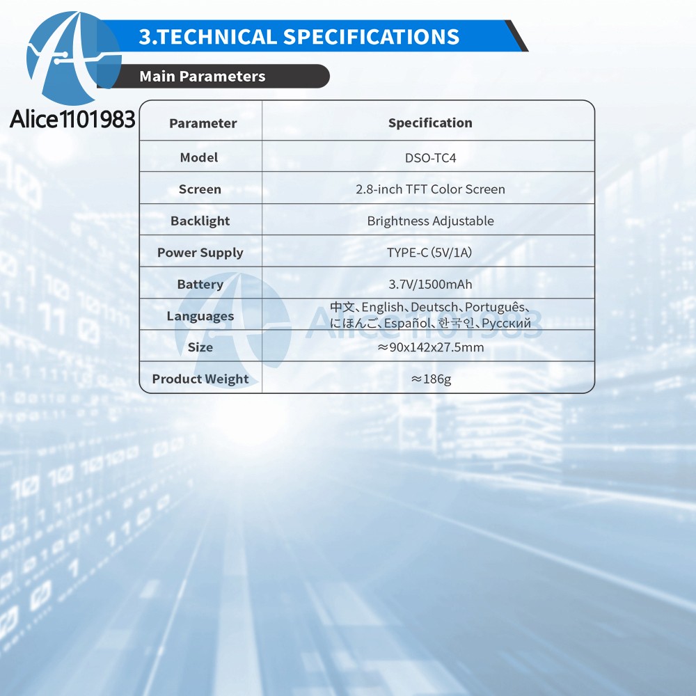 DSO-TC4 Oscilloscope Transistor Tester Electronics Component Tester 10MHz 48Ms/s