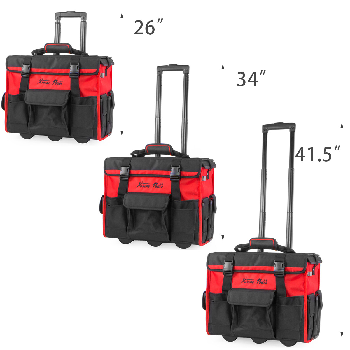 XtremepowerUS Rolling Tool Bag 18" With Wheels Portable Storage Organizer