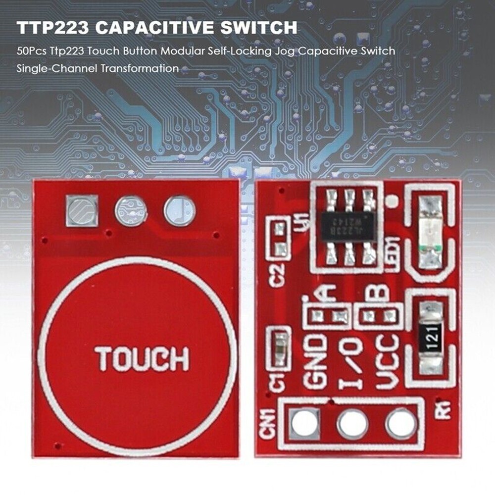 50pcs Ttp223 Touch Button Modular Self-Locking Micro Capacitive Single