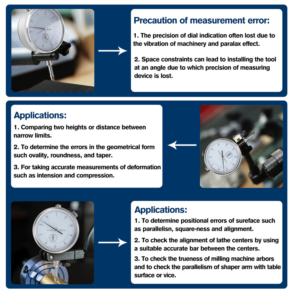 Dial Indicator with Magnetic Base 0.001"Precision Gauge Test Indicator Point Set