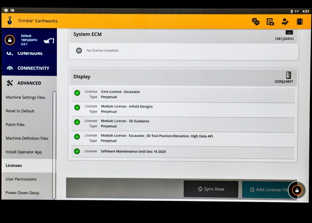 Trimble Earthworks TD520-LW Machine Control Display, Excavator Indicate Enabled